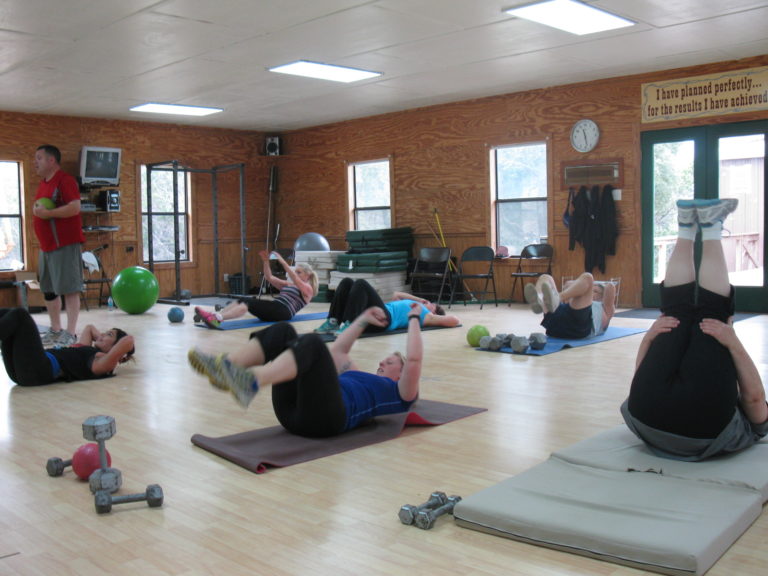 Fitness retreat guests enjoy a class at Rancho Cortez